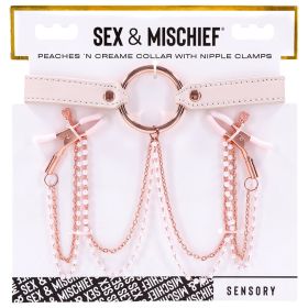 S&M Peaches Ã”n CreaMe Collar with Nipple Clamps